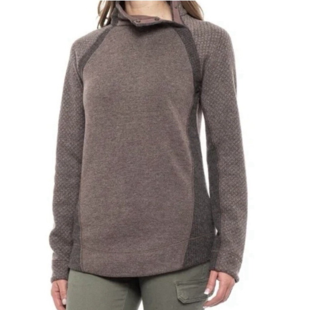 Prana Two tone Tan/Gray Wool Long Sleeve Pullover Sweater